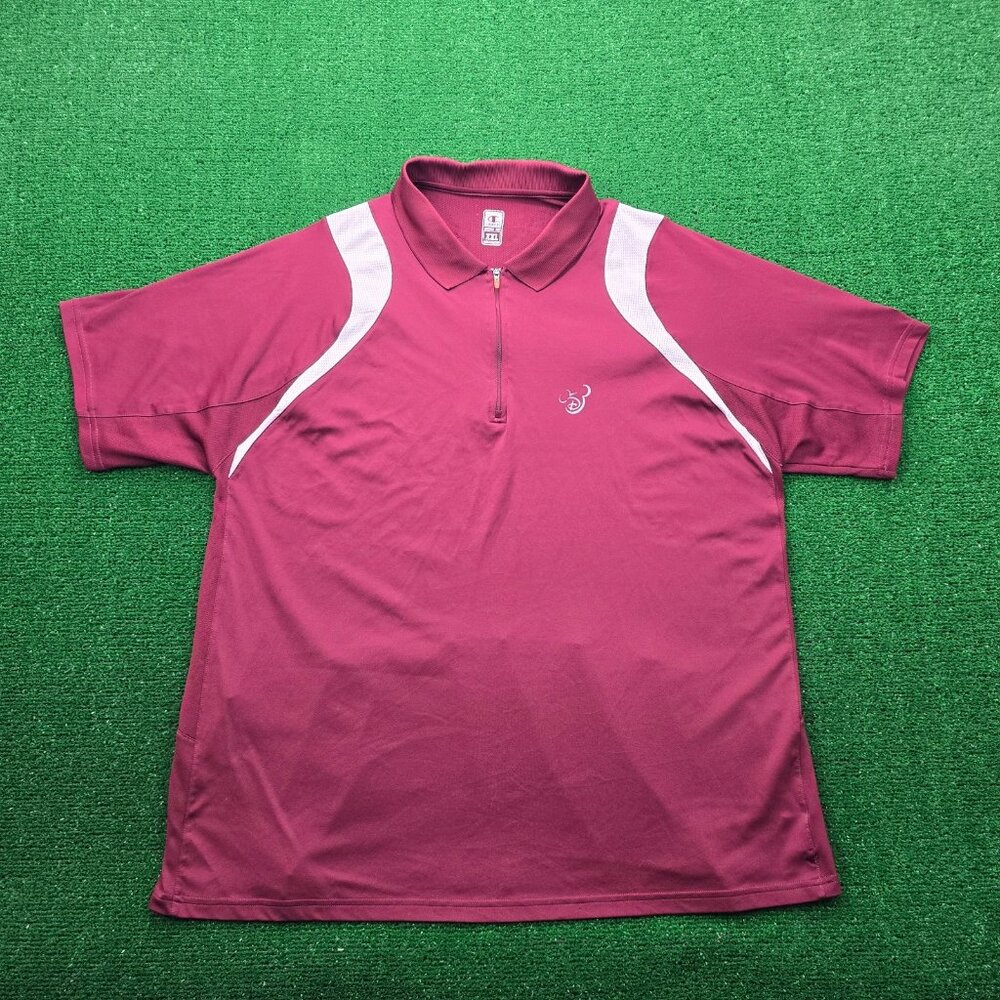 Champion Polo Shirt Mens 2XL Red Disney Double Dry 1/4 Zip Golf Performance